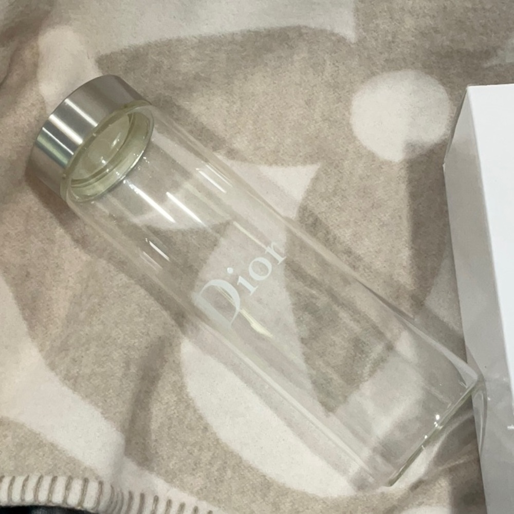 Dior Clear Glass Water Bottle with Silver Cap - Picture 3 of 4